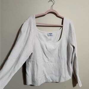 Old Navy Cream Ribbed Knit Top